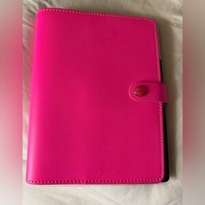 filoFAX The Original A5 Leather Folio in Florecent Pink A5 Notebook Folio